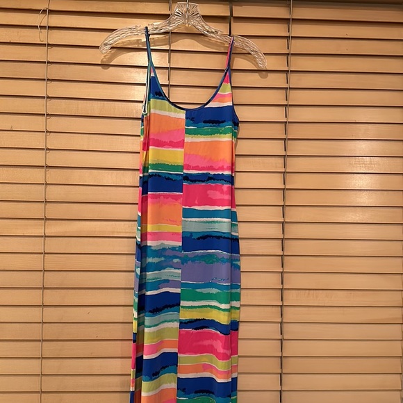 Lilly Pulitzer Gigi Beach Maxi Blurred Stripes Side Slits Dress - Picture 5 of 8